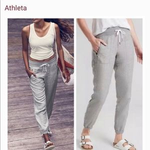 Athleta Linen Cabo joggers in Gray. NWOT. Size6